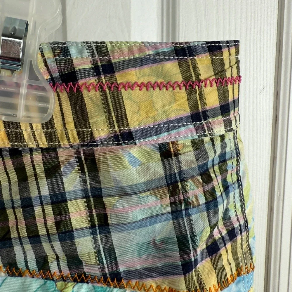 Robert Graham Swim Trunks 38 Patchwork Hawaiian Floral Plaid Surf‎ Beach Shorts